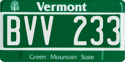 VT license plate BVV233