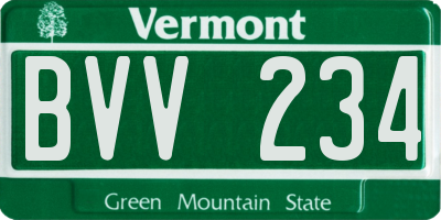 VT license plate BVV234