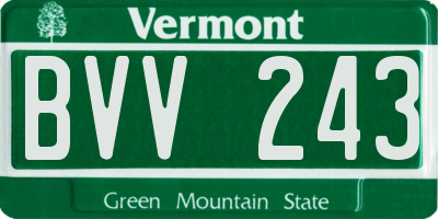 VT license plate BVV243