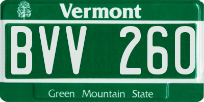 VT license plate BVV260