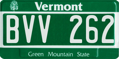 VT license plate BVV262