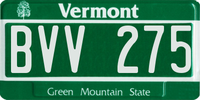 VT license plate BVV275
