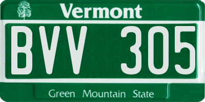 VT license plate BVV305