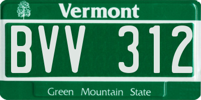 VT license plate BVV312