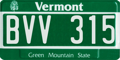 VT license plate BVV315