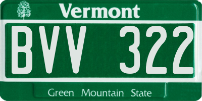 VT license plate BVV322