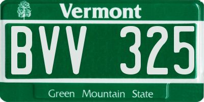 VT license plate BVV325