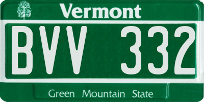 VT license plate BVV332