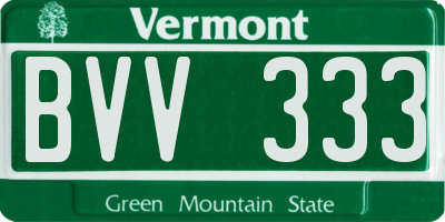 VT license plate BVV333
