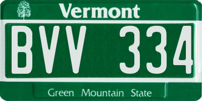 VT license plate BVV334