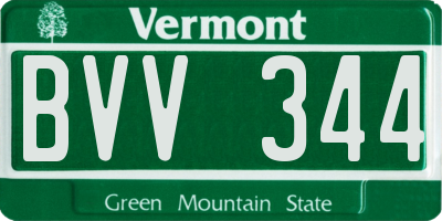 VT license plate BVV344