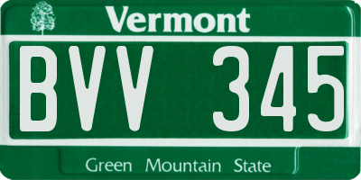 VT license plate BVV345