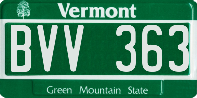 VT license plate BVV363