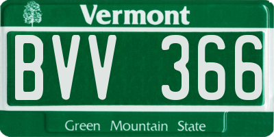 VT license plate BVV366