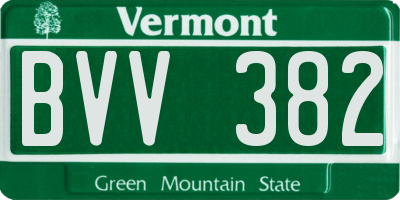 VT license plate BVV382