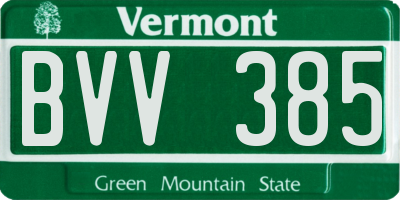 VT license plate BVV385