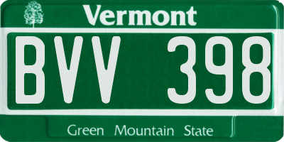 VT license plate BVV398
