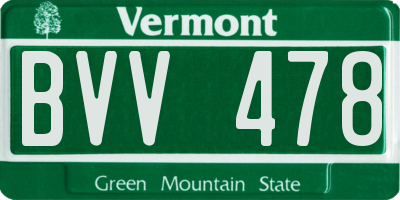 VT license plate BVV478