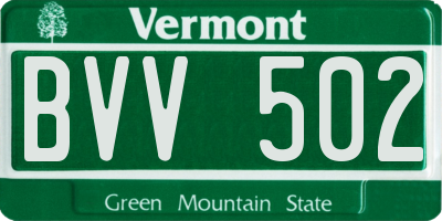 VT license plate BVV502