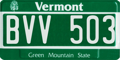 VT license plate BVV503