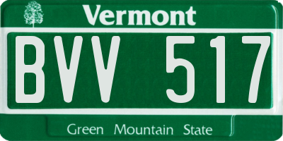 VT license plate BVV517