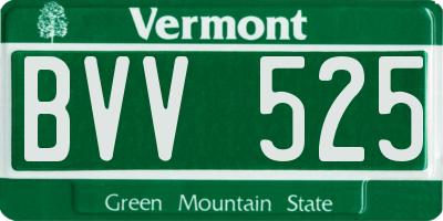 VT license plate BVV525
