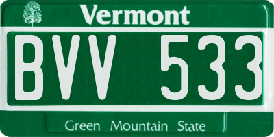VT license plate BVV533
