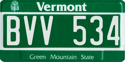 VT license plate BVV534