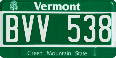 VT license plate BVV538