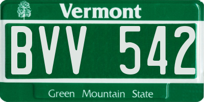 VT license plate BVV542