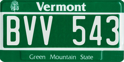 VT license plate BVV543