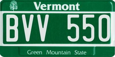 VT license plate BVV550