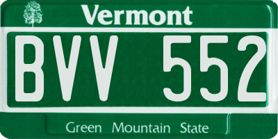 VT license plate BVV552