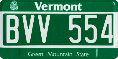 VT license plate BVV554