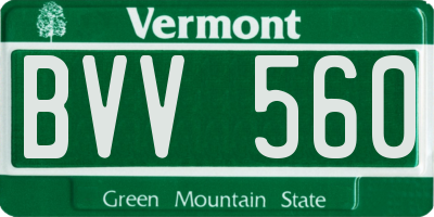 VT license plate BVV560