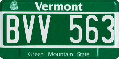 VT license plate BVV563