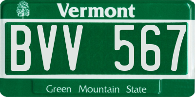 VT license plate BVV567