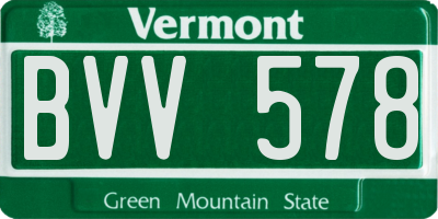 VT license plate BVV578