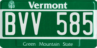 VT license plate BVV585