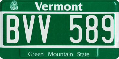 VT license plate BVV589