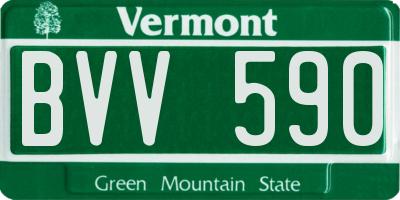 VT license plate BVV590
