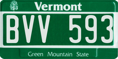 VT license plate BVV593
