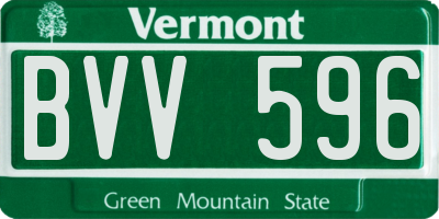 VT license plate BVV596
