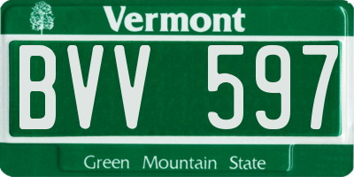 VT license plate BVV597