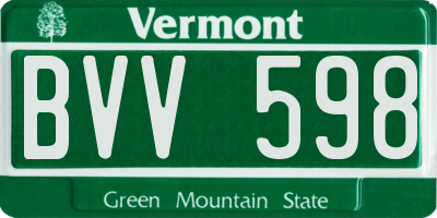 VT license plate BVV598