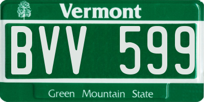 VT license plate BVV599
