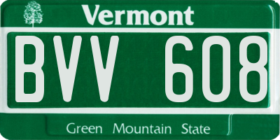 VT license plate BVV608
