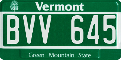 VT license plate BVV645