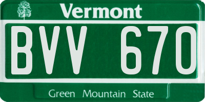 VT license plate BVV670