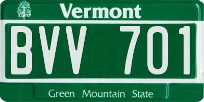 VT license plate BVV701